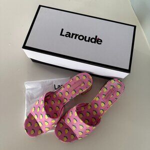 Larroude Brigitte Lemonade Pnik with Lemons Heeled Mules